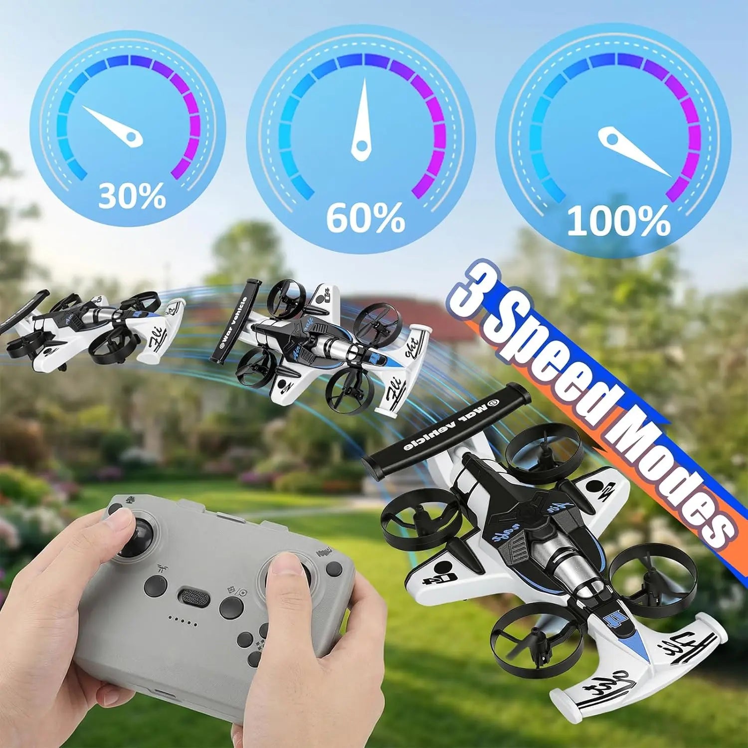 KYLVO 2-In-1 Flying RC Car Drone Toy – Dual Mode Land & Air, 360° Drift & Stunt Flight, One-Key Takeoff, 3 Speed Levels, Rechargeable Remote Control – Perfect Holiday Gift for Kids Remote-Controlled Car-Plane Combo Rc Helicopter