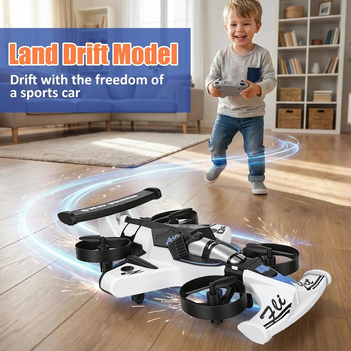 KYLVO 2-In-1 Flying RC Car Drone Toy – Dual Mode Land & Air, 360° Drift & Stunt Flight, One-Key Takeoff, 3 Speed Levels, Rechargeable Remote Control – Perfect Holiday Gift for Kids Remote-Controlled Car-Plane Combo Rc Helicopter