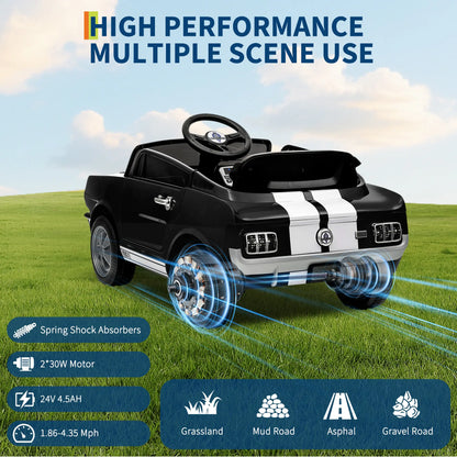 24V Electric Car for Kids, Battery Powered Ride on Toy with Remote Control, Safety Belt, 2 Speeds, LED Lights, Kids Electric Vehicle for Christmas Birthday New Year Gifts